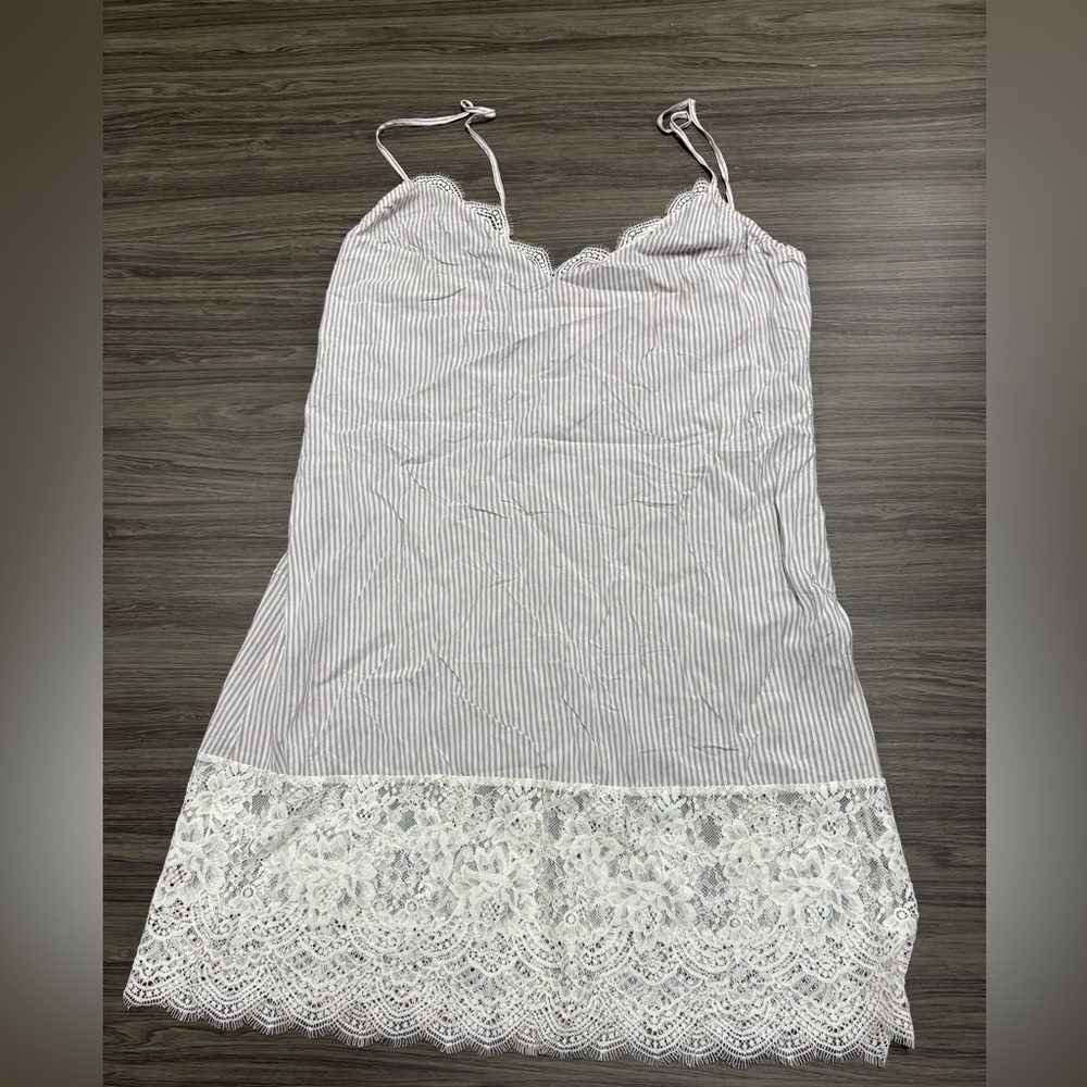 Victoria’s Secret Night Dress Size Medium Pinstripe with Lace